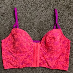 L’Amour Nanette Leopore neon pink bustier bra, L